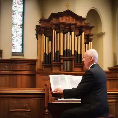 During the ceremony, the organist tuned up the church's pipe organ for the service.