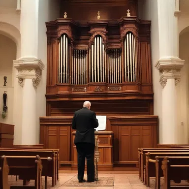 During the ceremony, the organist tuned up the church's pipe organ for the service.