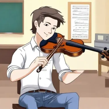 In the novel, the main character attended a music class to learn how to tune up his violin.