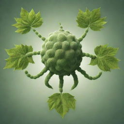 Create an image of fantastical creatures made of molecules that participate in photosynthesis. The creatures should symbolize sunlight, water, carbon dioxide, and oxygen, creating a unique visualization of the photosynthesis process.