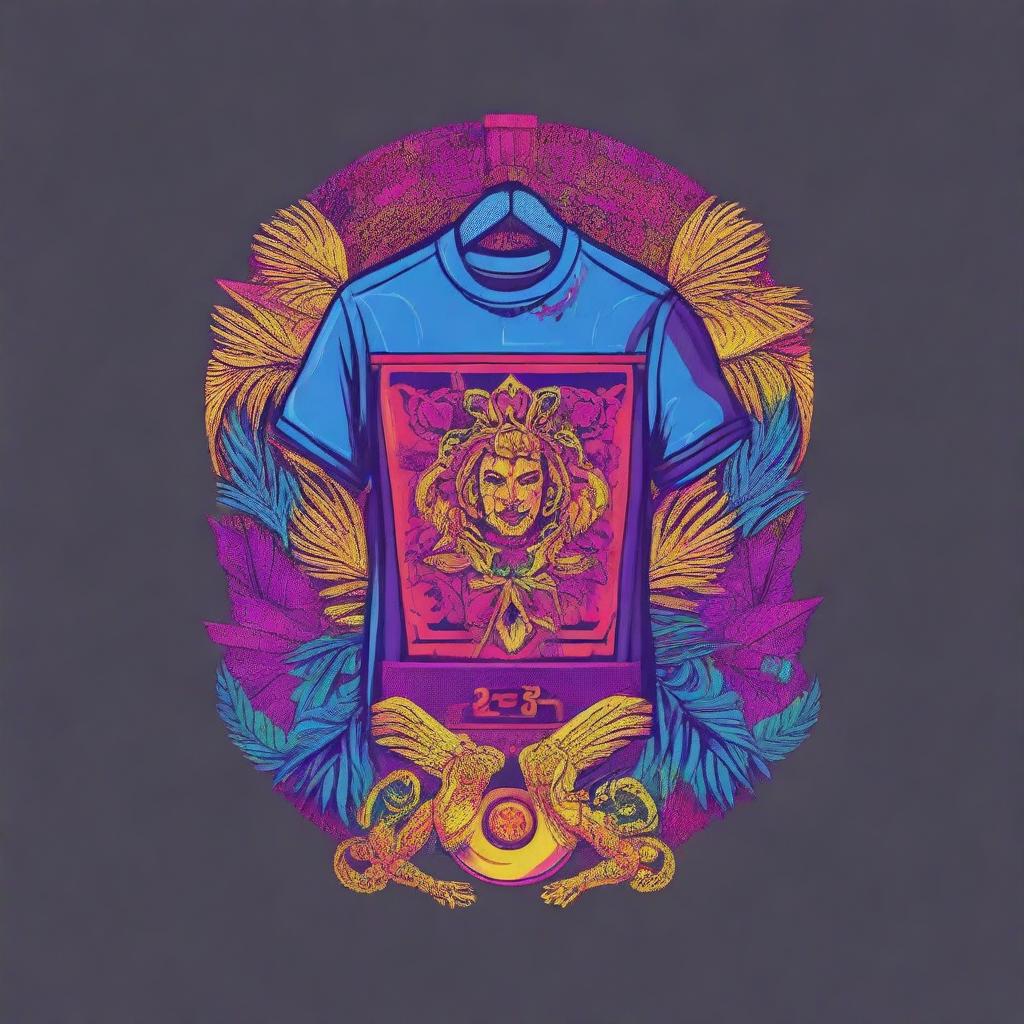 A high-quality digital art of a T-shirt design