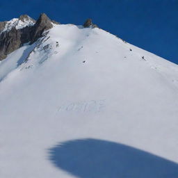 The name 'John Doe' etched into the side of grand, snow-capped mountains under a clear blue sky.