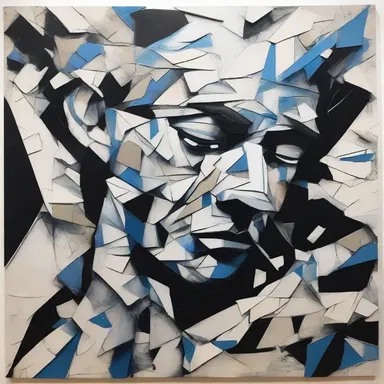 The artist used shattered lines and broken pieces to depict the shattered dreams and hopes of the characters in his painting.