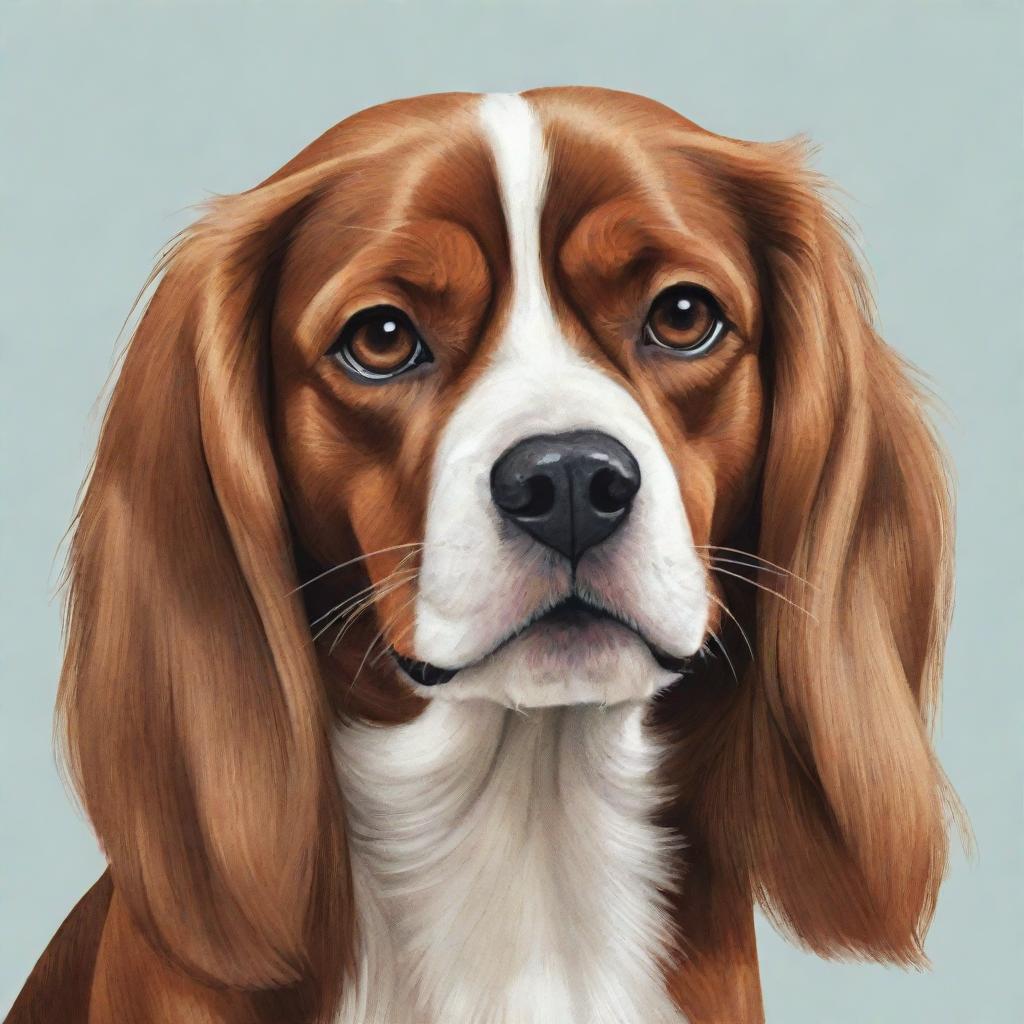 A detailed illustration of a dog with straightened hair and a distinctive, expressive face.