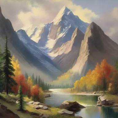The painter captured the grandeur of the mountains with bold brushstrokes, creating a masterpiece that was both powerful and lofty.