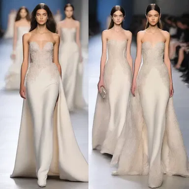 The designer's collection showcased elegant and lofty dresses, giving the models a regal appearance on the runway.