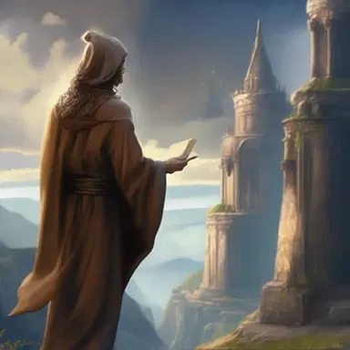 In the fantasy novel, the young wizard embarked on a perilous journey to the lofty realm of the gods to seek their wisdom and guidance.