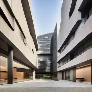 The homogenised design of the building perfectly integrates with the surrounding structures.