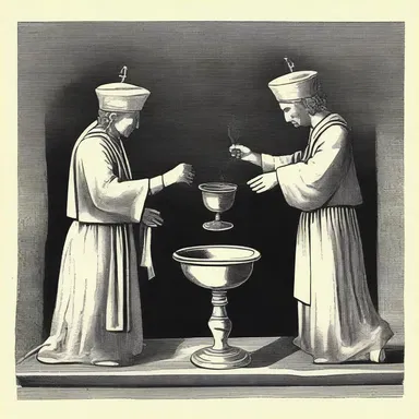 The religious ritual involved pouring homogenised wine into the sacred chalice as a symbol of unity and blending of souls.