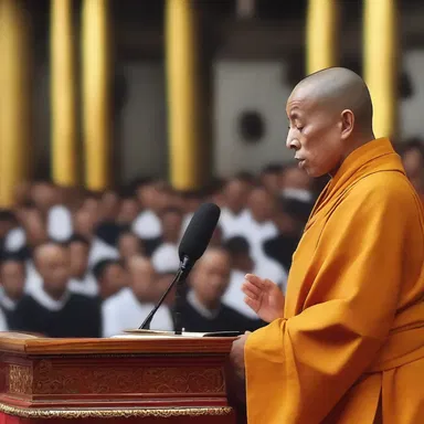 The dashing monk captivated the crowd with his passionate sermon.