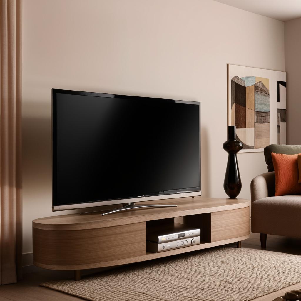 Cozy living room featuring an LCD TV stand in the corner, modern furniture, warm lighting, and tasteful decor.