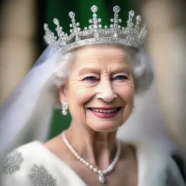 In the magical kingdom, the queen's pearly crown sparkled with enchantment.