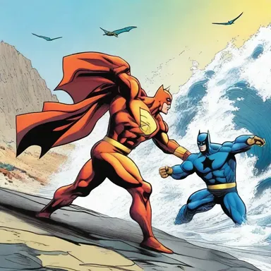 In the comic book, the superheroes battle a villain at the edge of the littoral zone, where the sea meets the land.