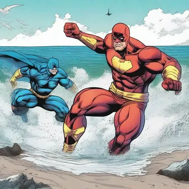 In the comic book, the superheroes battle a villain at the edge of the littoral zone, where the sea meets the land.