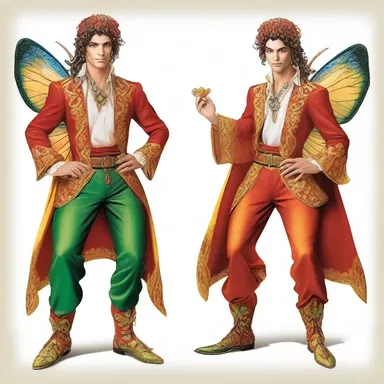 In the imaginary world of elves and fairies, the magical creatures were often depicted wearing elegant toreador pants in vibrant colors.