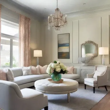 The interior designer carefully chose the color scheme and furnishings to create an inviting and elegant space that exudes charm.