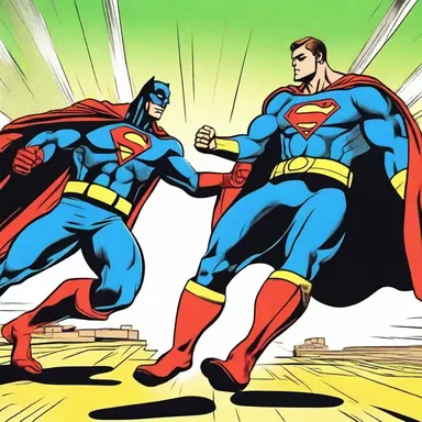 The superhero defeats the villain by using an immobilizing device hidden in his utility belt.
