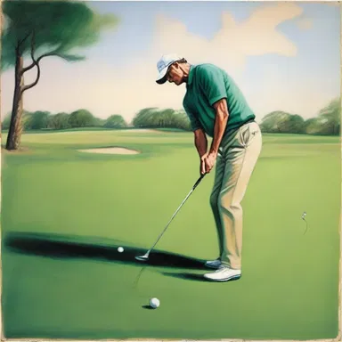 The painting depicted a golfer facing a stymy on the green, adding an element of challenge and suspense to the composition.
