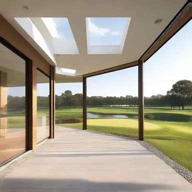 The designer incorporated the concept of stymy into the layout of the golf clubhouse, creating obstructed views and strategic pathways.