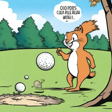 In the comic strip, the main character found himself in a humorous stymy situation, as his golf ball collided with a squirrel's acorn mid-air, preventing it from reaching the hole.