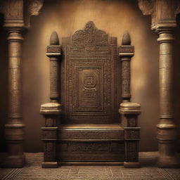 A high-quality digital art poster of an ancient, mysterious throne