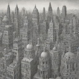 An intricate composition of various architectural styles forming a harmonious cityscape.