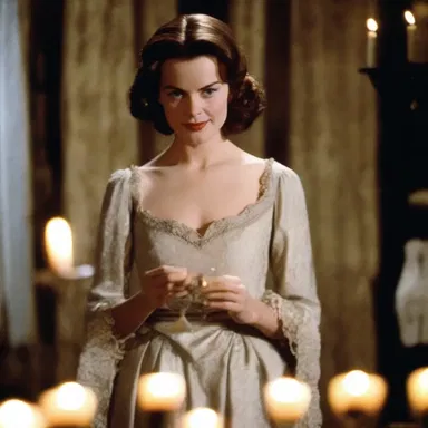 In the period film, the actress elegantly held a snuffer while lighting the candles in the scene.