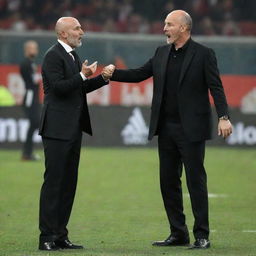 Stefano Pioli, the manager of AC Milan, showing visible frustration towards Rade Krunic, a player in his team, in the midst of a game at the San Siro stadium.