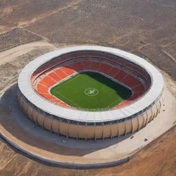 An impressive stadium using elements inspired by the Algerian culture, reflecting their national symbol and nickname 'The Desert Foxes'.