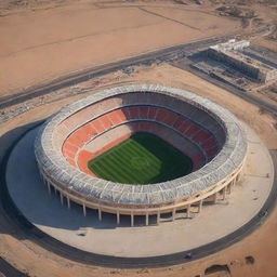 An impressive stadium using elements inspired by the Algerian culture, reflecting their national symbol and nickname 'The Desert Foxes'.