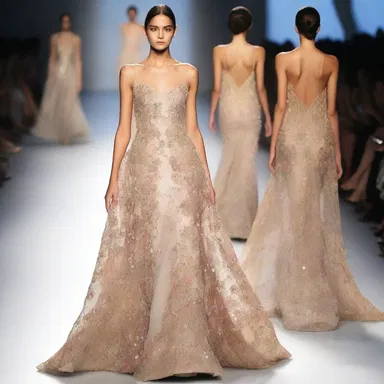 The designer's showstopping cadenza on the runway was adorned with intricate embroidery and shimmering sequins.