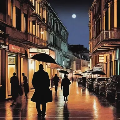 The author beautifully described the bustling nightlife of the characters in his novel.