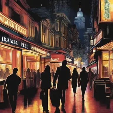 The author beautifully described the bustling nightlife of the characters in his novel.