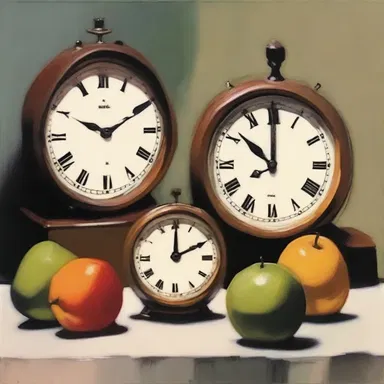The artist painted a beautiful still-life of clocks to represent the passing of time.