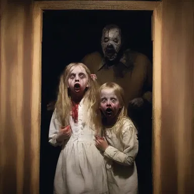As the haunted house came into view, the terrified visitors began to bawl in fear.