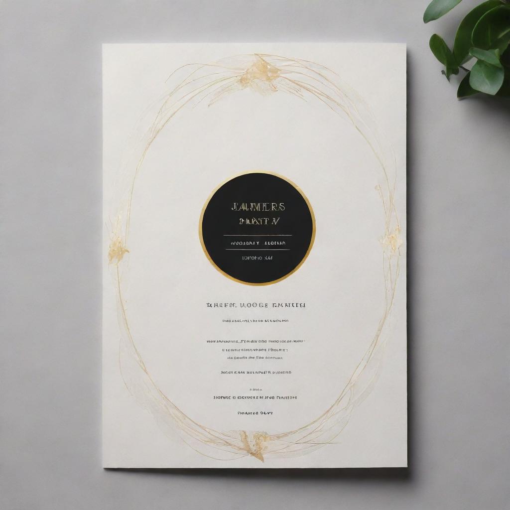 Elegant graphic design for a dinner party at 'James Hotel' on the 20th of January, 2024. The invitation must convey luxury, warmth, and hospitality, featuring hotel location at 'Hotel Lodge'.