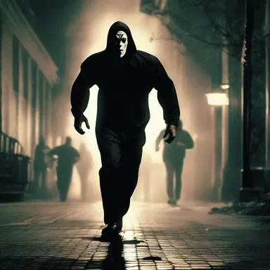 In the horror movie, the villain uses a strong running game to chase down the terrified protagonist.