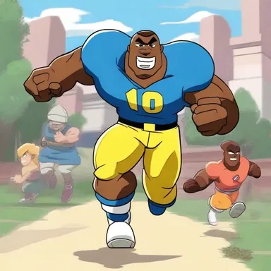 In the animated series, the main character always has an unstoppable running game that helps him overcome any obstacles.