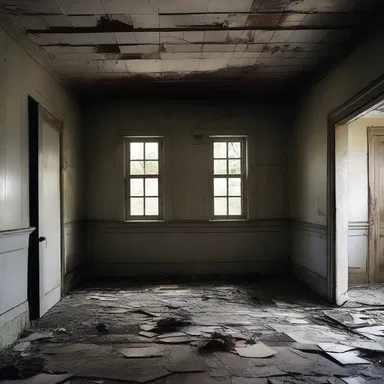 The klaxon blared loudly, filling the abandoned house with a terrifying noise that echoed through the dark halls.