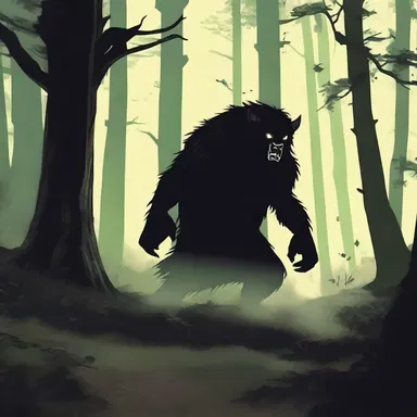 The protagonist ran post-haste through the dark forest, chased by the terrifying creature.