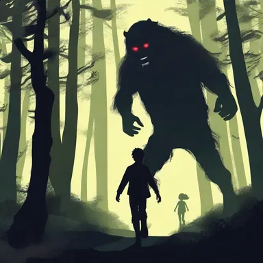 The protagonist ran post-haste through the dark forest, chased by the terrifying creature.