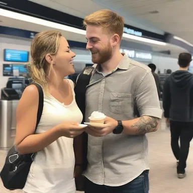 She traveled post-haste to the airport to surprise her partner on their anniversary.