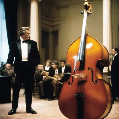 The contrabass provided a powerful and dramatic bassline in the cinema soundtrack.