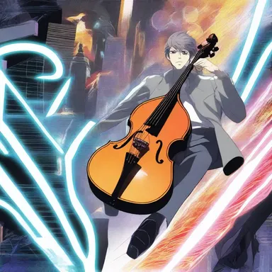 In the anime series set in a futuristic world, the protagonist wielded a high-tech contrabass weapon capable of emitting powerful sound waves to defeat enemies.