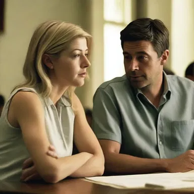 In the movie 'Gone Girl', the detective tries to give away the secret of the main character's husband.