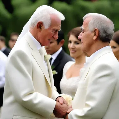 In many religious ceremonies, the father of the bride gives her away to the groom.