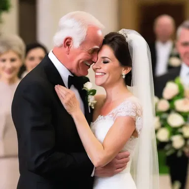 In the heartwarming romantic comedy, the father of the bride gave her away amidst tears of joy and laughter.