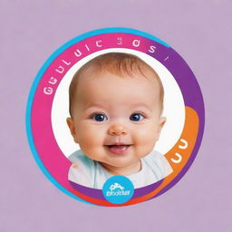 Generate a circular logo with the business name 'gulugulu' in vibrant colors. Inside the circle, include a cheerful baby face. Below the baby face, incorporate the slogan 'As Babies Need'. The final result should be a colorful and captivating business logo.