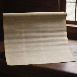 An authentic, vintage muster roll sheet neatly arranged on an old wooden desk, covered with names in neat handwriting, dimly lit by natural light streaming from a window.