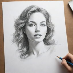 An illustration depicting a sketch being transformed into a finished artwork, highlighting the enhancement in details, depth, and vibrancy with the application of various art techniques.